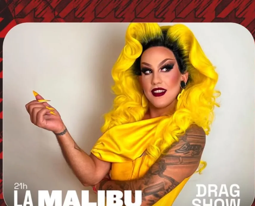 Artista drag La Malibu con cabello amarillo